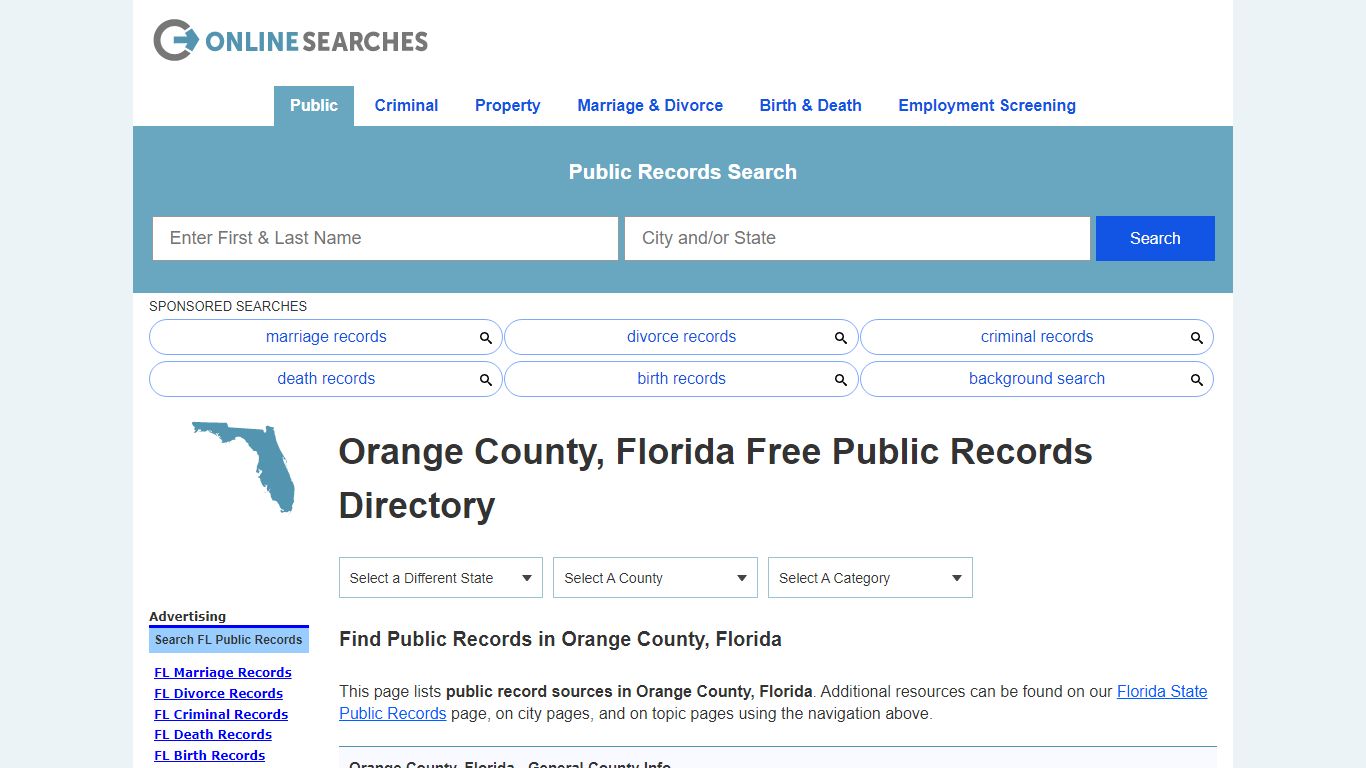 Orange County, Florida Public Records Directory